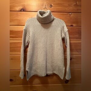 Madewell XS Tan Ribbed Turtleneck Tunic Knit Wool Alpaca Cozy Warm Sweater